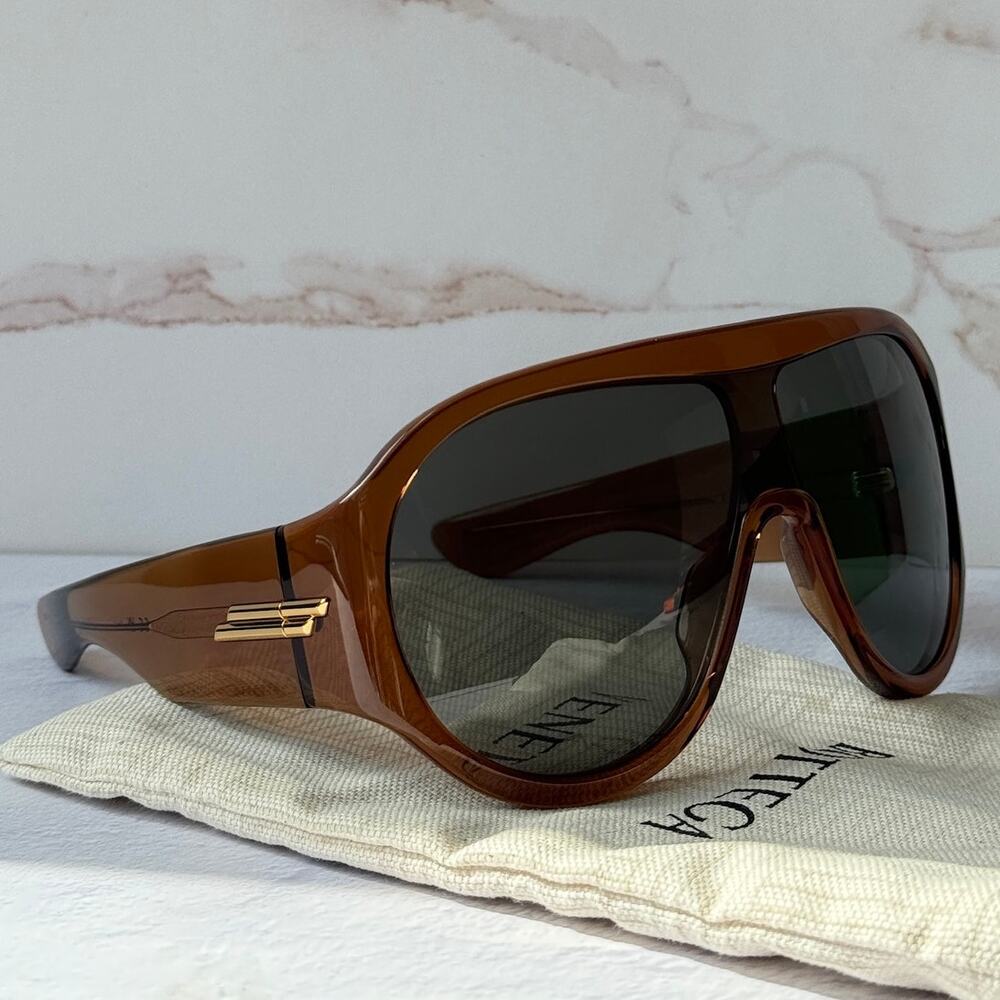 NEW Bottega Veneta BV1345S Mask Brown Sunglasses $775